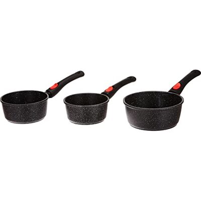KAMBERG 0008038 - Juego de 3 cazos con tamaños 16/18/20 cm - Asa desmontable - Hierro fundido de aluminio - Revestimiento en aspecto de piedra - Compatible con todas las cocinas KAMBERG 0008038 - Juego de 3 cazos con tamaños 16/18/20 cm - Asa desmontable - Hierro fundido de aluminio - Revestimiento en aspecto de piedra - Compatible con todas las cocinas