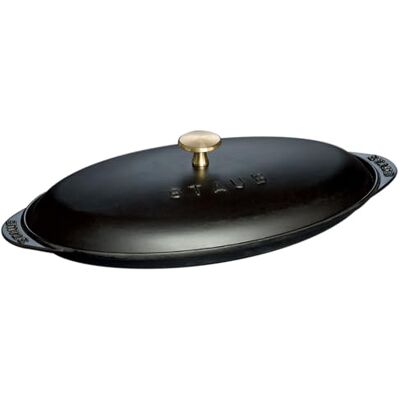 STAUB 1332125 Fuente Ovalada para Pescado con Tapa, Color Negro Mate, tamaño 31 cm STAUB 1332125 Fuente Ovalada para Pescado con Tapa, Color Negro Mate, tamaño 31 cm