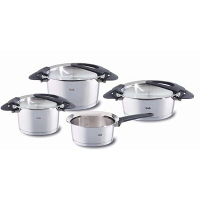 Fissler Intensa Juego de Ollas de Acero Inoxidable, 4 Piezas, 2 Ollas, 1 Cacerola con Tapadera Metálica, 1 Cazo Sin Tapadera, Inducción Fissler Intensa Juego de Ollas de Acero Inoxidable, 4 Piezas, 2 Ollas, 1 Cacerola con Tapadera Metálica, 1 Cazo Sin Tapadera, Inducción