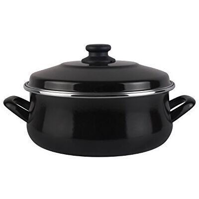 MAGEFESA Black Cacerola 24 de Acero esmaltado con Tapa, Antiadherente bicapa Reforzado, con Negro Exterior. Apta para Todo Tipo de cocinas, incluida inducción. MAGEFESA Black Cacerola 24 de Acero esmaltado con Tapa, Antiadherente bicapa Reforzado, con Negro Exterior. Apta para Todo Tipo de cocinas, incluida inducción.