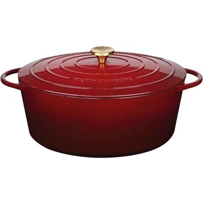 Küchenprofi Cacerola de hierro fundido con tapa ovalada, médoc, 35 cm, cacerola, horno holandés, sartén esmaltada, para todo tipo de fuegos (incluyendo inducción), para guisar, hornear, asar Küchenprofi Cacerola de hierro fundido con tapa ovalada, médoc, 35 cm, cacerola, horno holandés, sartén esmaltada, para todo tipo de fuegos (incluyendo inducción), para guisar, hornear, asar