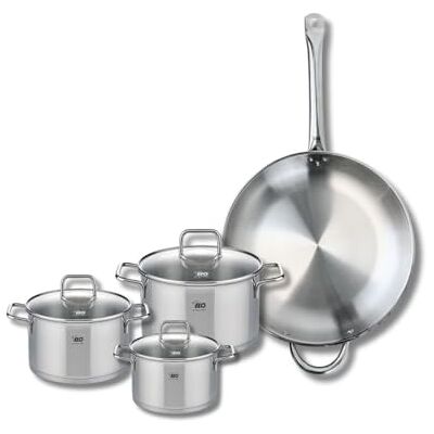Fackelmann ELO 9500550 Batería de cocina (4 piezas, juego de 1 sartén de 32 cm y 3 ollas de 14, 16 y 20 cm, Elo Profi Citrin, acero inoxidable, inducción Fackelmann ELO 9500550 Batería de cocina (4 piezas, juego de 1 sartén de 32 cm y 3 ollas de 14, 16 y 20 cm, Elo Profi Citrin, acero inoxidable, inducción