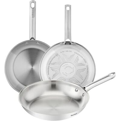 Tefal Duetto On Juego de Sartenes de 20/24/28 cm, Acero inoxidable, Cocción rápida y uniforme, Apto inducción, Mango ergonómico, 10 años de garantía, Resultados crujientes Tefal Duetto On Juego de Sartenes de 20/24/28 cm, Acero inoxidable, Cocción rápida y uniforme, Apto inducción, Mango ergonómico, 10 años de garantía, Resultados crujientes