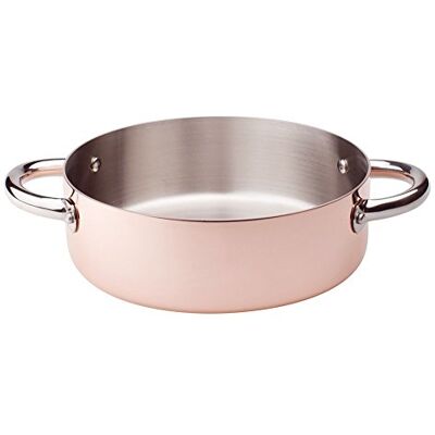 Baldassare Agnelli Ollas Agnelli Cazuela Baja del Cobre, del Fondo de inducción, con 2 Asas de Acero Inoxidable, 20 cm Baldassare Agnelli Ollas Agnelli Cazuela Baja del Cobre, del Fondo de inducción, con 2 Asas de Acero Inoxidable, 20 cm