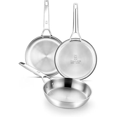 BRA Signature Set 2 Sartenes 24-26 cm, Acero Inox 18/10 Profesional Sin Antiadherente, Triple Fondo Difusor Apto Todo Tipo De Cocinas E Inducción, Acabado Pulido BRA Signature Set 2 Sartenes 24-26 cm, Acero Inox 18/10 Profesional Sin Antiadherente, Triple Fondo Difusor Apto Todo Tipo De Cocinas E Inducción, Acabado Pulido