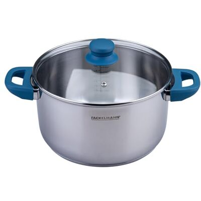 Fackelmann Cacerola Essential Ø 24 cm de acero inoxidable – Diseño moderno – Mango ergonómico suave al tacto, apto para todo tipo de fuegos, color azul Fackelmann Cacerola Essential Ø 24 cm de acero inoxidable – Diseño moderno – Mango ergonómico suave al tacto, apto para todo tipo de fuegos, color azul
