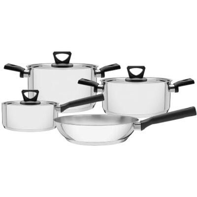 Tramontina Batería de Cocina Brava Baquelite de Acero Inoxidable con Fondo Triple 4 piezas Tramontina Batería de Cocina Brava Baquelite de Acero Inoxidable con Fondo Triple 4 piezas