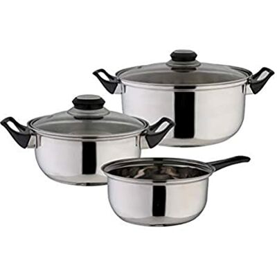 axentia Juego de ollas compactas, tapa de cristal, acero inoxidable, 5 piezas, olla, olla de cocina, utensilios de cocina axentia Juego de ollas compactas, tapa de cristal, acero inoxidable, 5 piezas, olla, olla de cocina, utensilios de cocina