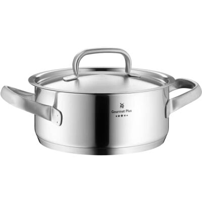 WMF Gourmet Plus Olla Baja 24 cm Ø de 4,1L Sin Recubrimiento Antiadherente de Acero Inoxidable Cromargan con Tapa Metálica, Apta para Todo Tipo de Cocinas WMF Gourmet Plus Olla Baja 24 cm Ø de 4,1L Sin Recubrimiento Antiadherente de Acero Inoxidable Cromargan con Tapa Metálica, Apta para Todo Tipo de Cocinas