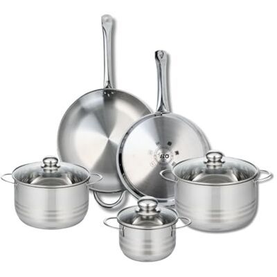 Fackelmann ELO 9883850 Batería de cocina (5 piezas, juego de 2 sartenes de cocina 28 y 32 cm, 3 ollas de 16, 20 y 24 cm, Elo Profi Brillant, acero inoxidable, inducción Fackelmann ELO 9883850 Batería de cocina (5 piezas, juego de 2 sartenes de cocina 28 y 32 cm, 3 ollas de 16, 20 y 24 cm, Elo Profi Brillant, acero inoxidable, inducción