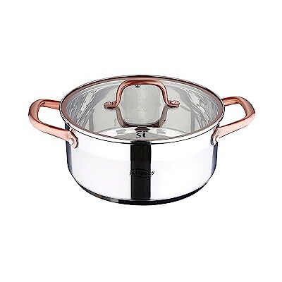 San Ignacio Cacerola 24x10.5cm acero inox, inducción, c/tapa cobre San Ignacio Cacerola 24x10.5cm acero inox, inducción, c/tapa cobre