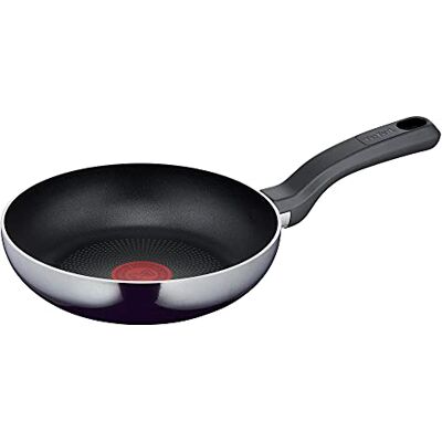 Tefal Resist Sartén de 20 cm Revestimiento antiadherente de titanio seguro Indicador de temperatura de señal térmica Fácil limpieza Tecnología Flame Protect Negro Tefal Resist Sartén de 20 cm Revestimiento antiadherente de titanio seguro Indicador de temperatura de señal térmica Fácil limpieza Tecnología Flame Protect Negro