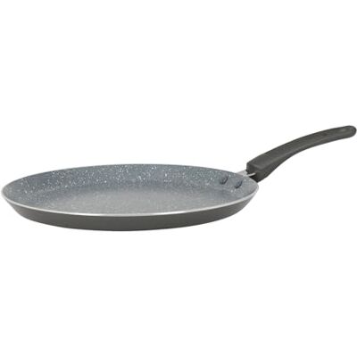 Crealys Sartén para crepes (aluminio AUTAN Ø 26 cm, revestimiento antiadherente, cerámico, efecto piedra, crepera, color gris, mango termorresistente de silicona, incluye inducción Crealys Sartén para crepes (aluminio AUTAN Ø 26 cm, revestimiento antiadherente, cerámico, efecto piedra, crepera, color gris, mango termorresistente de silicona, incluye inducción