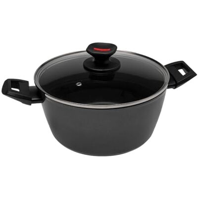 Zanetti Evolution Cacerola para inducción, diámetro 20 cm, fondo antiadherente, alto grosor, cacerola con tapa, mango cómodo con dos asas, negro Zanetti Evolution Cacerola para inducción, diámetro 20 cm, fondo antiadherente, alto grosor, cacerola con tapa, mango cómodo con dos asas, negro