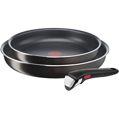 Tefal Ingenio Juego de 2 sartenes (24/28 cm, mango extraíble, no inducción, revestimiento antiadherente, apilable, apto para lavavajillas, Easy Plus , negro Tefal Ingenio Juego de 2 sartenes (24/28 cm, mango extraíble, no inducción, revestimiento antiadherente, apilable, apto para lavavajillas, Easy Plus , negro