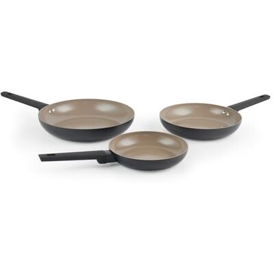 Salter Juego de sartenes, cerámica, cuerpo de aluminio reciclado, 3 piezas de 20, 24 y 28 cm, revestimiento antiadherente sin PFOA ni PFAS, inducción, mango suave, para huevos y tortillas Salter Juego de sartenes, cerámica, cuerpo de aluminio reciclado, 3 piezas de 20, 24 y 28 cm, revestimiento antiadherente sin PFOA ni PFAS, inducción, mango suave, para huevos y tortillas