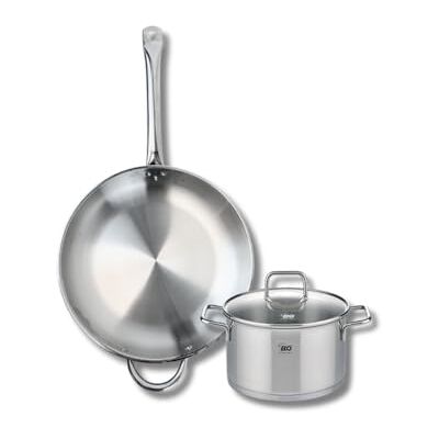 Fackelmann ELO 9698750 Elo Profi Juego de utensilios de cocina (2 piezas, 1 sartén de 32 cm y 1 olla de 20 cm, acero inoxidable, inducción Fackelmann ELO 9698750 Elo Profi Juego de utensilios de cocina (2 piezas, 1 sartén de 32 cm y 1 olla de 20 cm, acero inoxidable, inducción