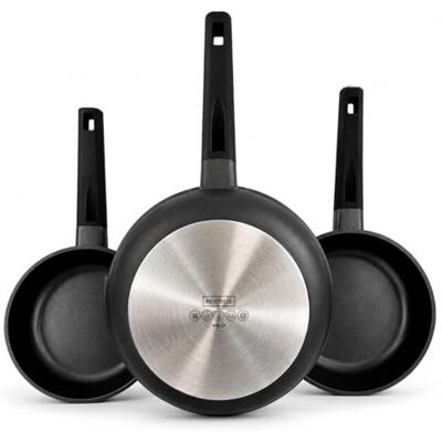 NERTHUS Set Sartenes Aluminio Fundido 18 22 y 26 Cm Antiadherente Quantanium Aptas Inducción Gas Vitrocerámica Mango Ergonómico Resistente Calor NERTHUS Set Sartenes Aluminio Fundido 18 22 y 26 Cm Antiadherente Quantanium Aptas Inducción Gas Vitrocerámica Mango Ergonómico Resistente Calor