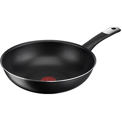Tefal Hard Titanium Essential Wok Pan 28 cm Revestimiento antiadherente con partículas de titanio Indicador térmico de temperatura Apto para lavavajillas Fabricado en Francia Negro Tefal Hard Titanium Essential Wok Pan 28 cm Revestimiento antiadherente con partículas de titanio Indicador térmico de temperatura Apto para lavavajillas Fabricado en Francia Negro