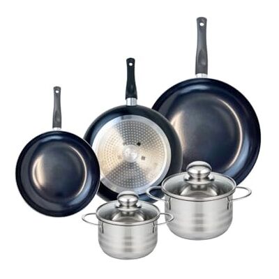 Fackelmann ELO 9741250 Batería de cocina (5 piezas, juego de 3 estufas de cocina 20, 24 y 28 cm, 2 ollas de 14 y 16 cm, Elo Prima Brillant, acero inoxidable, inducción Fackelmann ELO 9741250 Batería de cocina (5 piezas, juego de 3 estufas de cocina 20, 24 y 28 cm, 2 ollas de 14 y 16 cm, Elo Prima Brillant, acero inoxidable, inducción