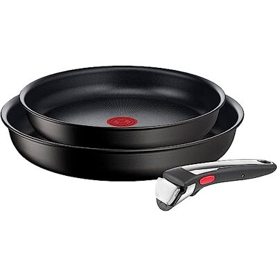 Tefal Ingenio Unlimited On Juego de 2 Sartenes 22/26 cm + Mango extraíble, Apto inducción, antiadherentes, revestimiento titanio, Thermo-signal, apto lavavajillas y horno Tefal Ingenio Unlimited On Juego de 2 Sartenes 22/26 cm + Mango extraíble, Apto inducción, antiadherentes, revestimiento titanio, Thermo-signal, apto lavavajillas y horno