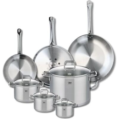 Fackelmann ELO 9513450 Elo Profi Batería de cocina (7 piezas, juego de 3 estufas de cocina 24, 28 y 32 cm, 4 ollas de 12, 14, 16 y 26 cm, acero inoxidable, inducción) Fackelmann ELO 9513450 Elo Profi Batería de cocina (7 piezas, juego de 3 estufas de cocina 24, 28 y 32 cm, 4 ollas de 12, 14, 16 y 26 cm, acero inoxidable, inducción)