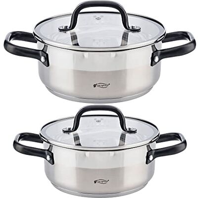 San Ignacio 2X CACEROLAS 20-24CM CON TAPA DE ACERO INOXIDABLE APTAS PARA INDUCCIÓN, San Ignacio 2X CACEROLAS 20-24CM CON TAPA DE ACERO INOXIDABLE APTAS PARA INDUCCIÓN,