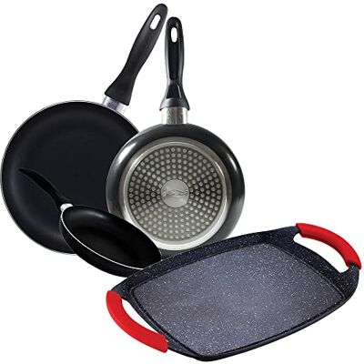 San Ignacio Cune SIP Set 3 Sartenes + Plancha Grill, aluminio Prensado San Ignacio Cune SIP Set 3 Sartenes + Plancha Grill, aluminio Prensado