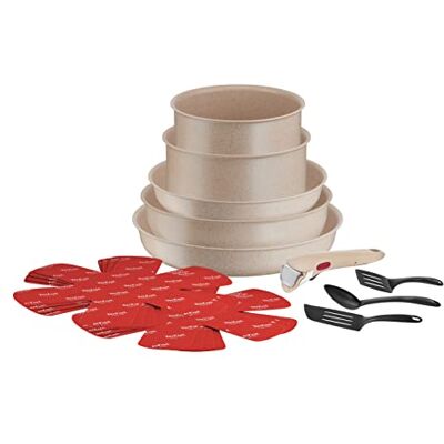 Tefal Ingenio Delight Batería de cocina (17 p, inducción, revestimiento antiadherente, indicador de temperatura, apilable, apto para lavavajillas, estufas, ollas, fabricado en Francia ) Tefal Ingenio Delight Batería de cocina (17 p, inducción, revestimiento antiadherente, indicador de temperatura, apilable, apto para lavavajillas, estufas, ollas, fabricado en Francia )