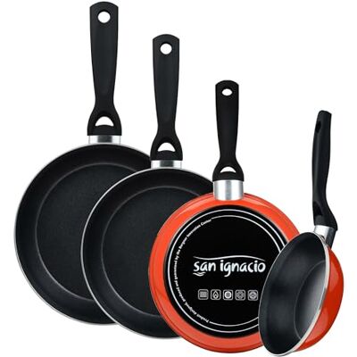 San Ignacio Juego de Sartenes Expert Valencia: Juego de 4 Sartenes de Ø18Ø20Ø24Ø28cm en Acero al carbono color Naranja antiadherente y resistente EXPERT VALENCIA San Ignacio Juego de Sartenes Expert Valencia: Juego de 4 Sartenes de Ø18Ø20Ø24Ø28cm en Acero al carbono color Naranja antiadherente y resistente EXPERT VALENCIA
