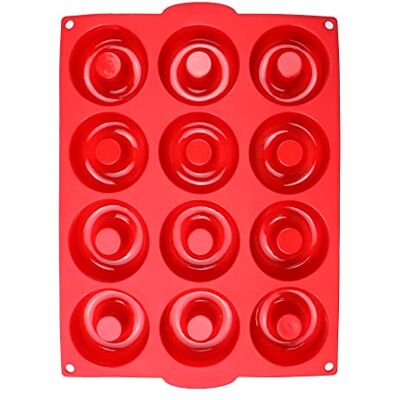 Jata HOGAR HMOL5212 Molde de Silicona para Donuts 12 Cavidades 100 ml, Antiadherente y Flexible, Apto Horno, Congelador y Lavavajillas, BPA Free, Chef Bosquet Jata HOGAR HMOL5212 Molde de Silicona para Donuts 12 Cavidades 100 ml, Antiadherente y Flexible, Apto Horno, Congelador y Lavavajillas, BPA Free, Chef Bosquet