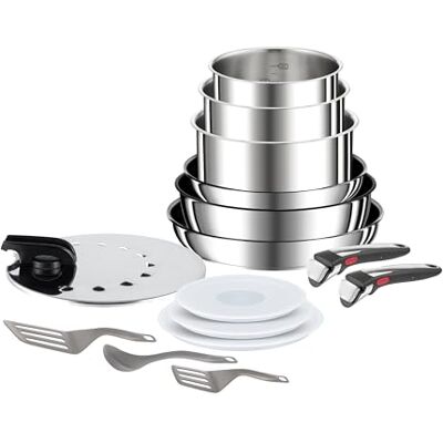 Tefal Ingenio Preference On Juego de 2 Sartenes 22/26 cm + 3 Cazos sin antiadherente 16/18/20 cm + Guisera 24 cm + 2 Mangos extraíbles + 7 Accesorios, Apto inducción, Antiadherente Tefal Ingenio Preference On Juego de 2 Sartenes 22/26 cm + 3 Cazos sin antiadherente 16/18/20 cm + Guisera 24 cm + 2 Mangos extraíbles + 7 Accesorios, Apto inducción, Antiadherente
