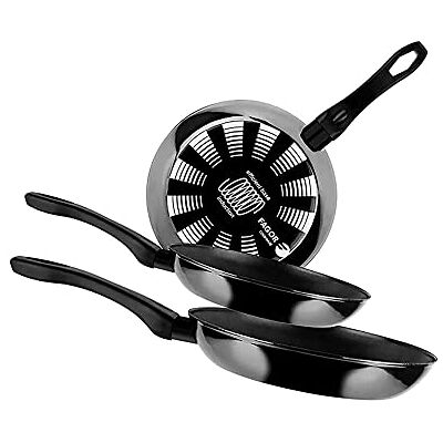 Fagor Juego Sartenes Inducción 20-24-28 cm, Acero Esmaltado, Antiadherente Ecológico XYLAN PLUS sin PFOA, Alto Espesor, Apta para Todas Las Cocinas, Vitrocerámica, Gas, Lavavajillas, Negro Fagor Juego Sartenes Inducción 20-24-28 cm, Acero Esmaltado, Antiadherente Ecológico XYLAN PLUS sin PFOA, Alto Espesor, Apta para Todas Las Cocinas, Vitrocerámica, Gas, Lavavajillas, Negro