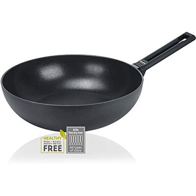 Berndes Alu Induction Wok con mango (aluminio, 30 cm), color negro Berndes Alu Induction Wok con mango (aluminio, 30 cm), color negro
