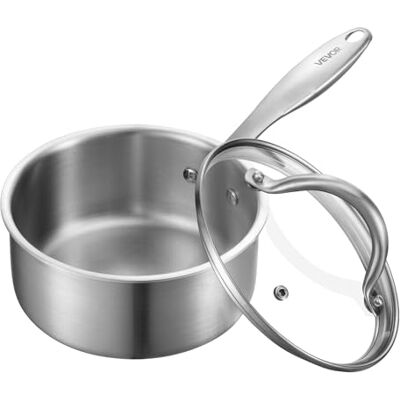 VEVOR Olla de 1,42 L con Tapa de Cristal, para Sopa y Verduras con Mango Ergonómico, de Acero Inoxidable, Apta para Lavavajillas, Fácil de Limpiar, Acabado Metálico Natural, 340 x 175 x 150 mm VEVOR Olla de 1,42 L con Tapa de Cristal, para Sopa y Verduras con Mango Ergonómico, de Acero Inoxidable, Apta para Lavavajillas, Fácil de Limpiar, Acabado Metálico Natural, 340 x 175 x 150 mm