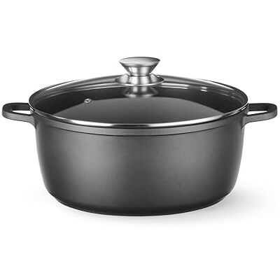 HENDI Cazuela de aluminio fundido con recubrimiento antiadherente, 9L, Cacerola con tapa, Olla apta para todas las fuentes de calor incl. inducción, horno hasta 250°C, 405x332x(H)138mm, negro HENDI Cazuela de aluminio fundido con recubrimiento antiadherente, 9L, Cacerola con tapa, Olla apta para todas las fuentes de calor incl. inducción, horno hasta 250°C, 405x332x(H)138mm, negro
