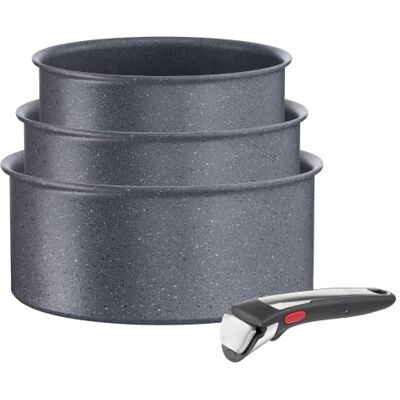 Tefal Ingenio Natural On Juego de 3 Cazos 16/18/20 cm + Mango extraíble, Apto inducción, antiadherentes, revestimiento titanio, Thermo-signal, apto lavavajillas y horno Tefal Ingenio Natural On Juego de 3 Cazos 16/18/20 cm + Mango extraíble, Apto inducción, antiadherentes, revestimiento titanio, Thermo-signal, apto lavavajillas y horno