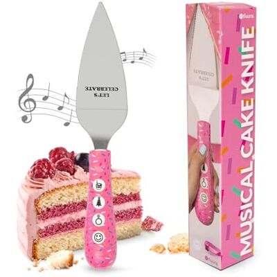 Fisura Corta tarta original “Let’s celebrate”. Pala para servir tarta con música. Pala de acero inoxidable con cortador y servidor. Ideal para eventos y fiestas familiares. 4 canciones Fisura Corta tarta original “Let’s celebrate”. Pala para servir tarta con música. Pala de acero inoxidable con cortador y servidor. Ideal para eventos y fiestas familiares. 4 canciones