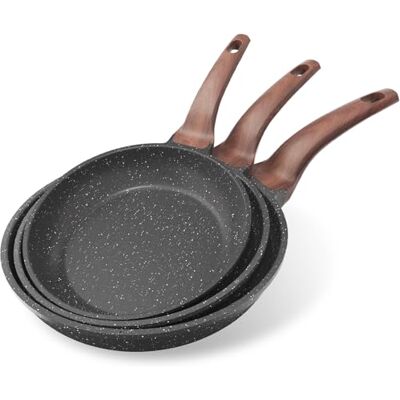 YASHE Set de 3 Sartenes Antiadherentes de 20/24/28 cm con Revestimiento de Granito – Compatibles con Inducción, Ligeras, Duraderas y Saludables para Cocina Diaria YASHE Set de 3 Sartenes Antiadherentes de 20/24/28 cm con Revestimiento de Granito – Compatibles con Inducción, Ligeras, Duraderas y Saludables para Cocina Diaria