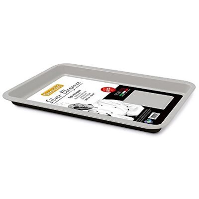 Guardini , Bandeja de Horno Rectangular 26x37 cm, Acero con Revestimiento Antiadherente, Negro y Plata, Made in Italy, Línea Silver Elegance Guardini , Bandeja de Horno Rectangular 26x37 cm, Acero con Revestimiento Antiadherente, Negro y Plata, Made in Italy, Línea Silver Elegance