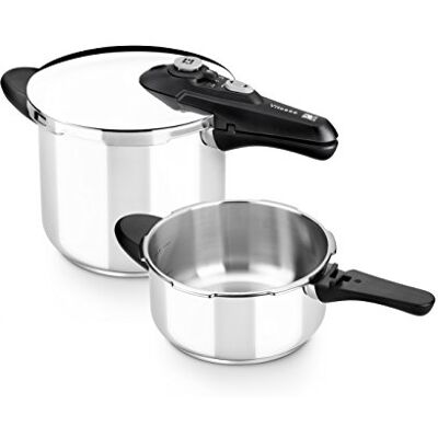 BRA Set duo ollas a presión, Metal, Plata, 4 y 7 litros, Aptas para todo tipo de cocinas incluída inducción BRA Set duo ollas a presión, Metal, Plata, 4 y 7 litros, Aptas para todo tipo de cocinas incluída inducción