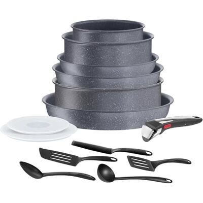 Tefal Ingenio Natural On Juego de 3 Sartenes 22/24/28 cm + 2 Cazos 16/20 cm + Guisera 24 cm + Mango extraíble + 7 Accesorios, Apto inducción, antiadherentes, Thermo-signal Tefal Ingenio Natural On Juego de 3 Sartenes 22/24/28 cm + 2 Cazos 16/20 cm + Guisera 24 cm + Mango extraíble + 7 Accesorios, Apto inducción, antiadherentes, Thermo-signal