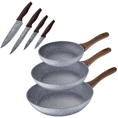 San Ignacio Set 3 Sartenes 20/24/28 + Set Cuchillos, Daimiel, Aluminio Forjado, Inducción San Ignacio Set 3 Sartenes 20/24/28 + Set Cuchillos, Daimiel, Aluminio Forjado, Inducción