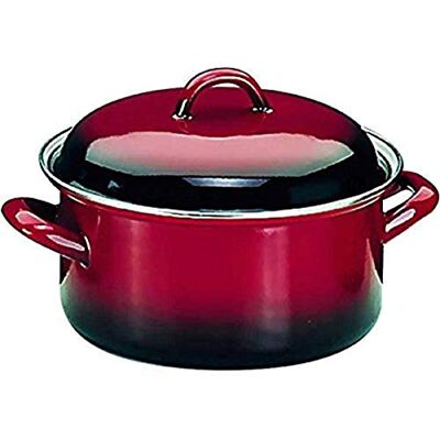 IBILI Olla recta con tapa volcan, 28 cms, Acero esmaltado, Apto para induccion IBILI Olla recta con tapa volcan, 28 cms, Acero esmaltado, Apto para induccion