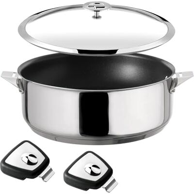 Cuisinox Sartén Honda Cerámica 24 cm Tapa y Asas, Todo Tipo de Fuego Sartén de 24 cm con recubrimiento cerámico, fondo encapsulado, compatible con todas las cocinas, incluyendo inducción, acero Cuisinox Sartén Honda Cerámica 24 cm Tapa y Asas, Todo Tipo de Fuego Sartén de 24 cm con recubrimiento cerámico, fondo encapsulado, compatible con todas las cocinas, incluyendo inducción, acero