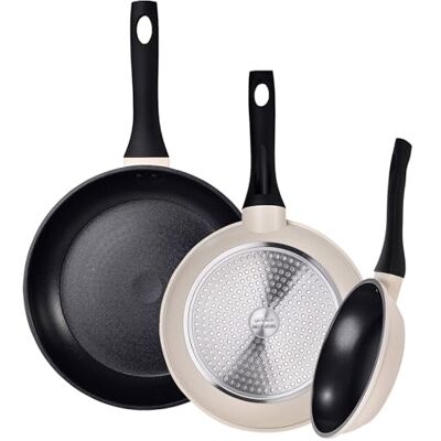 San Ignacio Set de Cocina de 3 piezas: Juego de 3 Sartenes Ø18Ø20Ø24cm en Aluminio forjado de color blanco, Aptas para inducción y antiadherente EXPERT NERJA San Ignacio Set de Cocina de 3 piezas: Juego de 3 Sartenes Ø18Ø20Ø24cm en Aluminio forjado de color blanco, Aptas para inducción y antiadherente EXPERT NERJA