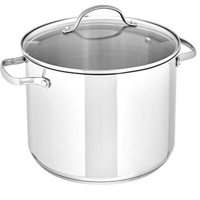 Amazon Basics Olla de acero inoxidable de 7.6 litros, con tapa, Plateado Amazon Basics Olla de acero inoxidable de 7.6 litros, con tapa, Plateado