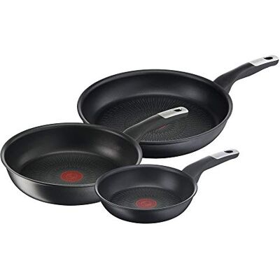 Tefal Unlimited On Juego de 3 sartenes de 24/28 cm y sartén wok de 28 cm, revestimiento antiadherente resistente a los arañazos, señal térmica, todo tipo de fuegos + inducción, fácil Tefal Unlimited On Juego de 3 sartenes de 24/28 cm y sartén wok de 28 cm, revestimiento antiadherente resistente a los arañazos, señal térmica, todo tipo de fuegos + inducción, fácil