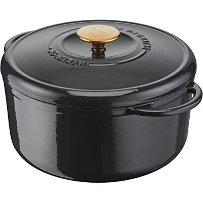 Tefal Pierre Gagnaire Héritage Olla de hierro fundido (25 cm, 5 L), inducción, revestimiento esmaltado, tapa especial condensación, retención de calor, cocción lenta, gris brillante Tefal Pierre Gagnaire Héritage Olla de hierro fundido (25 cm, 5 L), inducción, revestimiento esmaltado, tapa especial condensación, retención de calor, cocción lenta, gris brillante