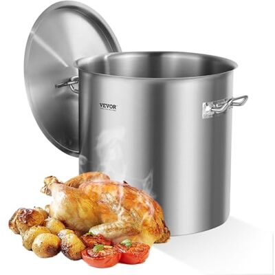 VEVOR Olla Grande de Acero Inoxidable 50,1 L con Tapa y Asa, Comercial Resistente con Tratamiento de Lijado para Eventos de Grupos Grandes, Plateado, 395 x 405 mm VEVOR Olla Grande de Acero Inoxidable 50,1 L con Tapa y Asa, Comercial Resistente con Tratamiento de Lijado para Eventos de Grupos Grandes, Plateado, 395 x 405 mm